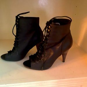 Aldo Black leather lace-up booties
